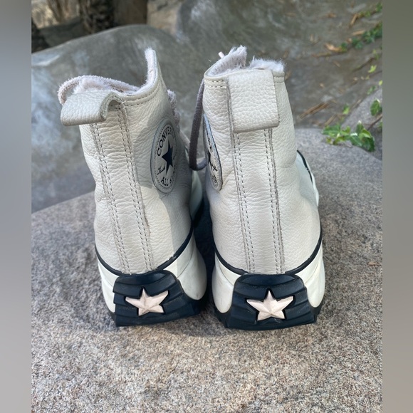 Run Star Hike 169550C Unisex  Beige Leather Sherpa Chuck Taylor Hi-Rise 6.5M 8W - Picture 5 of 11